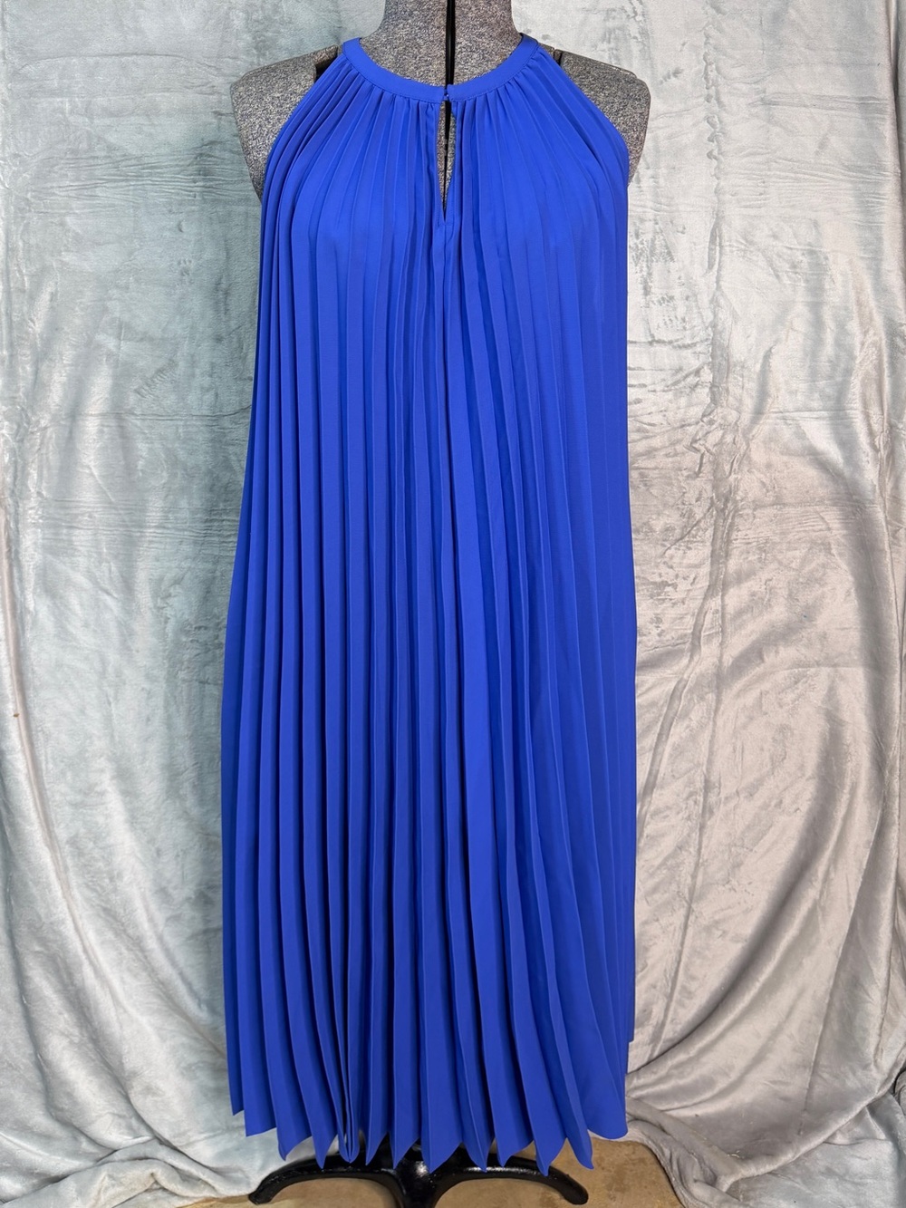 COS Pleated Halterneck Midi Dress in Royal Blue